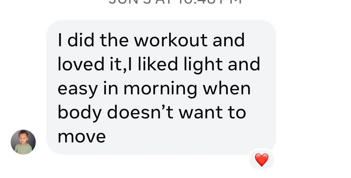 Private message saying Lola’s movement felt light and easy when the body did not want to move